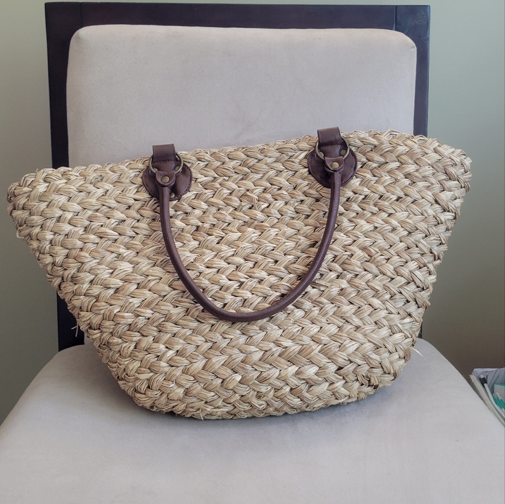 Straw Studios Tan Woven Tote Bag